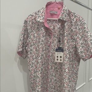 Men's Floral Pink and White Shirt